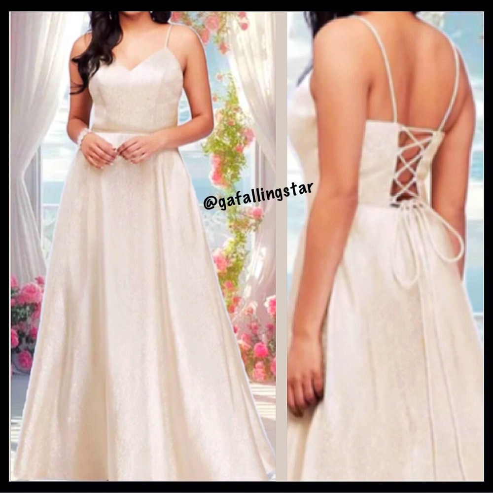 CACHET Metallic Lace Up Back Formal Ball Gown